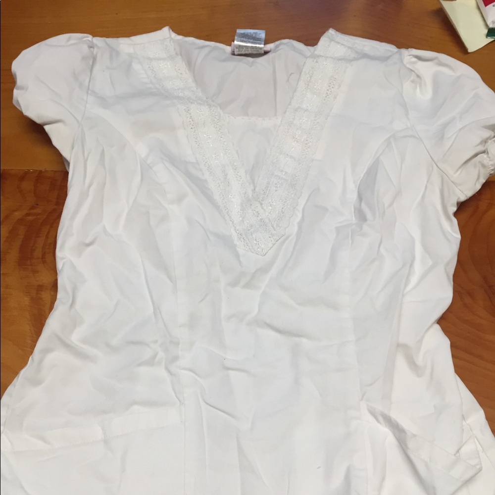 White scrub top